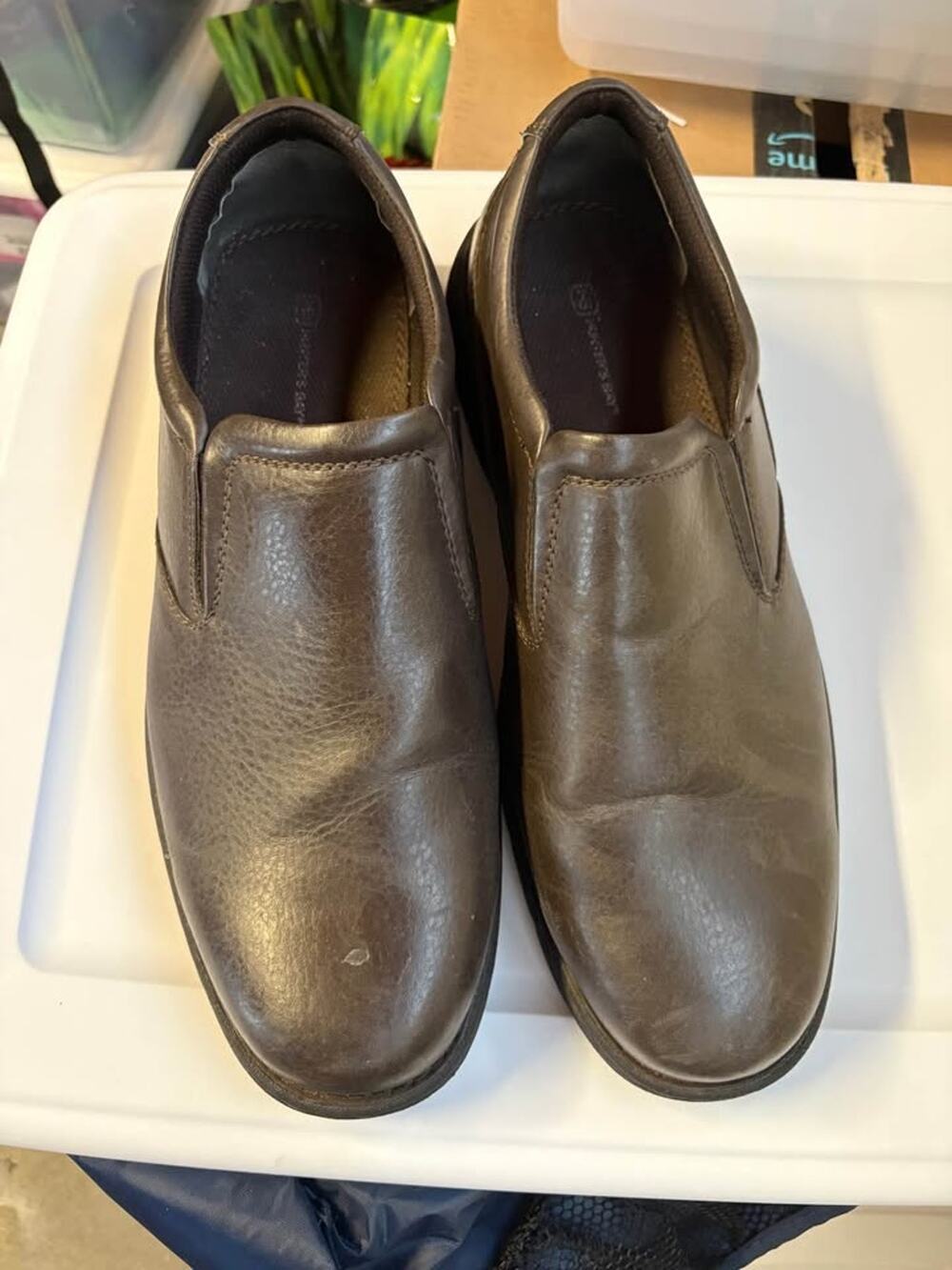 Hunter’s Bay Eastborough Brown Leather SlipOn Work Shoes Men 15W Comfort Loafers